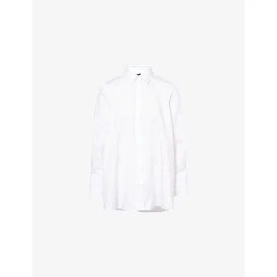 Me And Em And Em Womens White Intelligent Oversized Cotton-poplin Shirt