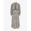 Me And Em And Em Womens Light Cream Multi Intricate Lace-print Silk Maxi Dress In Animal Print