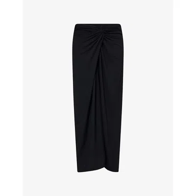 Me And Em And Em Womens Black Knotted Mid-rise Cotton-jersey Maxi Skirt