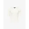Me And Em And Em Womens Cream Lace Round-neck Knitted Top In White