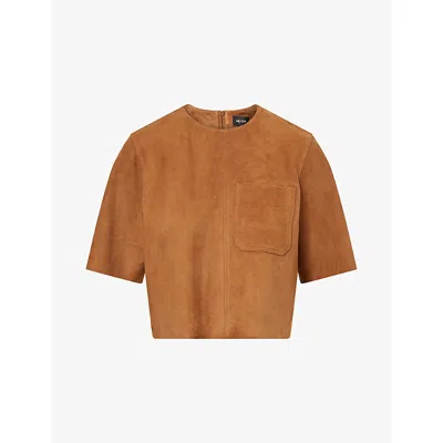 Me And Em Womens  Luxe Round-neck Suede T-shirt