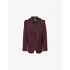 Me And Em And Em Womens Bordeaux Luxe Sharp-shoulders Stretch-wool Blend Blazer In Burgundy
