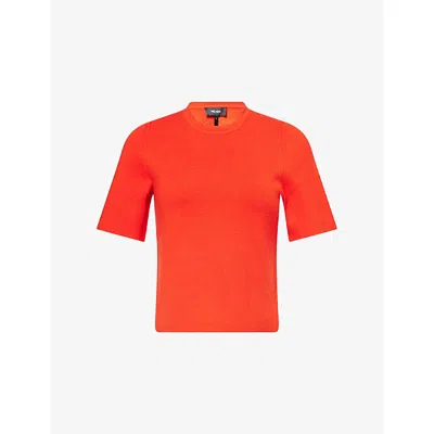 Me And Em And Em Womens Poppy Red Milano Relaxed-fit Wool And Cotton Top