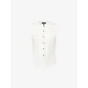 Me And Em And Em Womens Cream Milano Round-neck Wool And Cotton Waistcoat In White