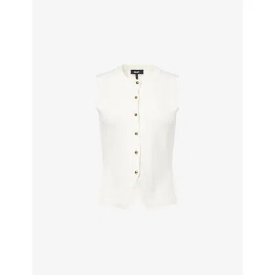 Me And Em And Em Womens Cream Milano Round-neck Wool And Cotton Waistcoat In White