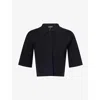 Me And Em And Em Womens Black Milano Short-sleeve Cotton-wool Knitted Jacket Xs In Black