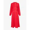 Me And Em And Em Womens True Scarlet Red Panelled Raglan-long-sleeves Woven Maxi Dress In Red