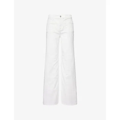 Me And Em And Em Womens Patch-pocket Subtle Flared Stretch-denim Blend Jeans Off White