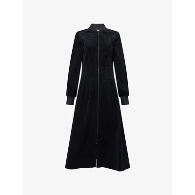 Me And Em Womens  Pleated-waist Cotton Corduroy Midi Dress In Blue