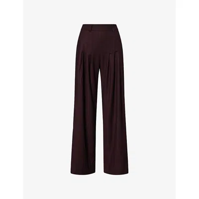 Me And Em And Em Womens Bordeaux Red Pleated Wide-leg Wool-blend Trouser In Burgundy