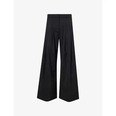 Me And Em And Em Womens Black Pleated Wide-leg Woven Trousers