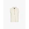 ME AND EM WOMENS POLO-COLLAR SLEEVELESS WOOL-BLEND JUMPER CREAM