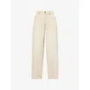 Me And Em And Em Womens Winter Cream Wash Puddle Wide-leg Denim Jeans In Neutral