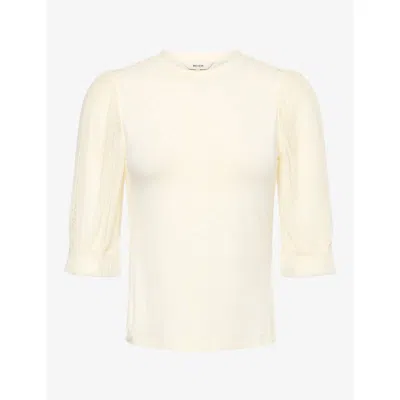 Me And Em Womens  Puffed-sleeve Jersey Top In Cream