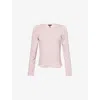 Me And Em And Em Womens Smoke Pink Melange Raw-edge Cotton-jersey Sweatshirt