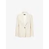 Me And Em And Em Womens Regular-fit Notch-lapel Cotton-blend Blazer Cream Multi In Cream Multi
