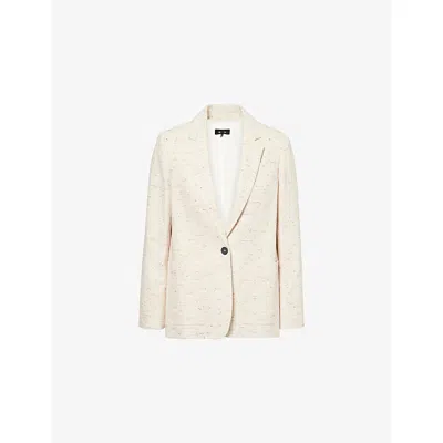 Me And Em And Em Womens Regular-fit Notch-lapel Cotton-blend Blazer Cream Multi