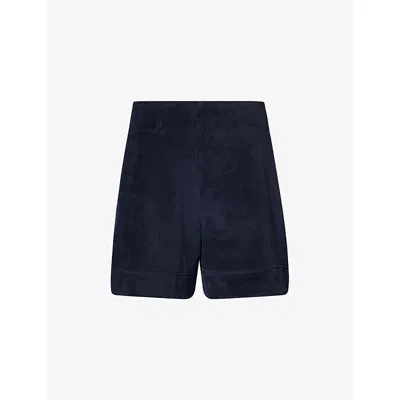 Me And Em And Em Womens Navy Relaxed-fit High-rise Cotton-blend Terry Shorts