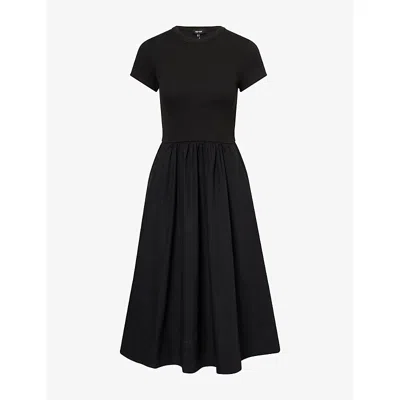 Me And Em And Em Womens Ribbed-top Stretch-cotton Jersey Midi Dress Black