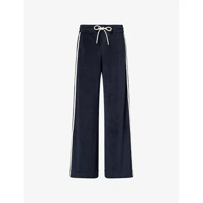 Me And Em And Em Womens Navy/cream Rib-trim Towelling Cotton-blend Jogging Bottoms In Multi