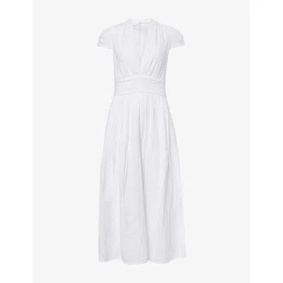 Me And Em And Em Womens Soft White Scallop-edge Cheesecloth Cotton Maxi Dress