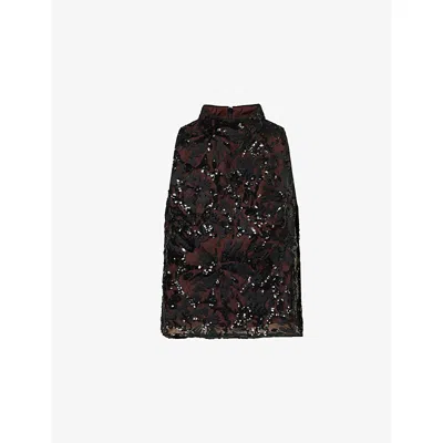 Me And Em And Em Womens Black Sequin-embellished Sleeveless Shell Top