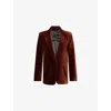 Me And Em And Em Womens Chestnut Sharp-shoulder Single-breasted Velvet Blazer In Brown