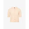 Me And Em And Em Womens Short-sleeve Wool-blend Knit Cardigan Peach Sorbet In Peach Sorbet