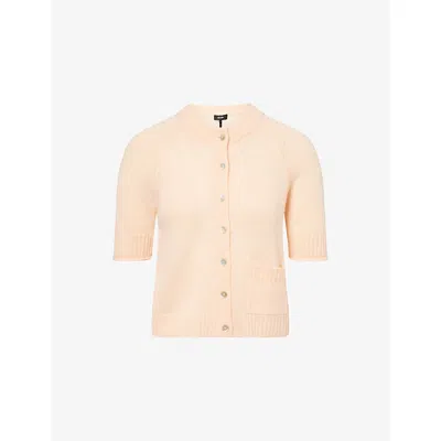Me And Em And Em Womens Short-sleeve Wool-blend Knit Cardigan Peach Sorbet