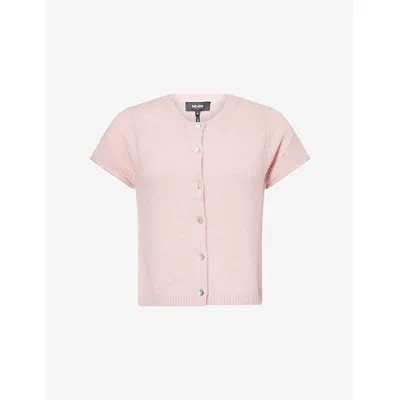 Me And Em And Em Womens Smoke Pink Short-sleeves Round-neck Stretch-wool Top Xs