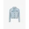 Me And Em And Em Womens Summer Dirty Blue Shrunken Flap-pocket Denim Jacket