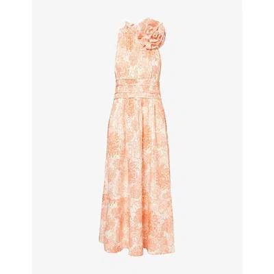 Me And Em And Em Womens Sleeveless Floral Woven Maxi Dress Light Cream Peach