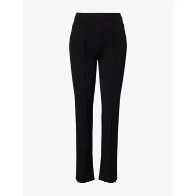 Me And Em Womens  Slim-fit Zip-hem Jersey Trousers In Black