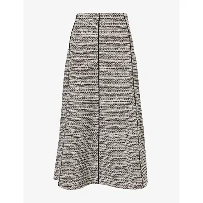 Me And Em Womens  Soft Tweed Cotton-blend Midi Skirt In Brown Multi