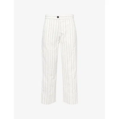 Me And Em And Em Womens Multi Stripe Striped Pleated Cropped Wide-leg Cotton Trousers