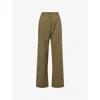 Me And Em And Em Womens Olive Striped Tapered-leg Stretch-woven Trousers In Green