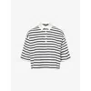 Me And Em Womens  Striped Towelling Cotton-blend Sweatshirt
