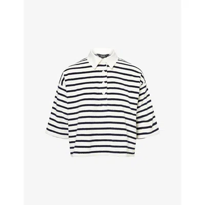 Me And Em Womens  Striped Towelling Cotton-blend Sweatshirt
