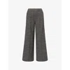 Me And Em And Em Womens Black Multi Striped-tweed Wide-leg Knitted Trousers In Multi