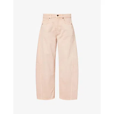 Me And Em And Em Womens Blush Pink Wash Tapered Cropped Cotton Denim Jeans