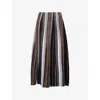 Me And Em And Em Womens Black Multi Textured Striped Wool-blend Maxi Skirt Xs In Multi