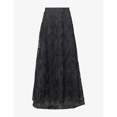 Me And Em Womens  Textured Tulle Maxi Skirt In Black