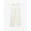 Me And Em And Em Womens Ivory Textured Wide-leg Stretch-woven Culottes In White