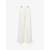 Me And Em And Em Womens Ivory Textured Wide-leg Stretch-woven Trousers In White