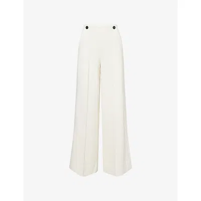 Me And Em And Em Womens Ivory Textured Wide-leg Stretch-woven Trousers In White