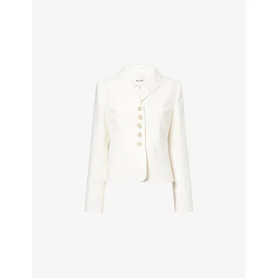 Me And Em And Em Womens Ivory The Wear With Everything Fitted Utility Woven Jacket In White