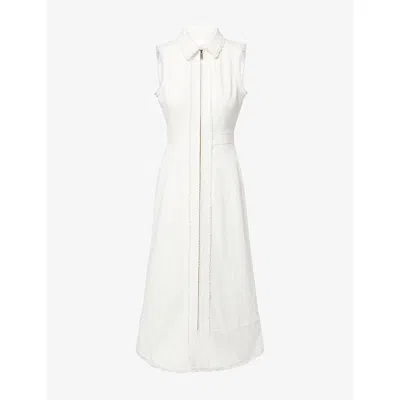 Me And Em Womens  Tweed Sleeveless Stretch-cotton Blend Midi Dress In Cream