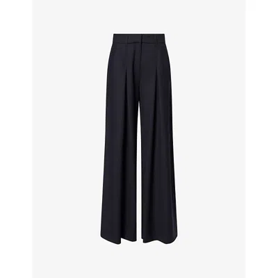 Me And Em Womens  Ultimate Wide-leg Pleat-front Woven Trousers In Blue