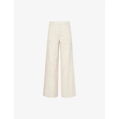 Me And Em And Em Womens Utility Wide-leg Cotton-blend Trousers Cream Multi