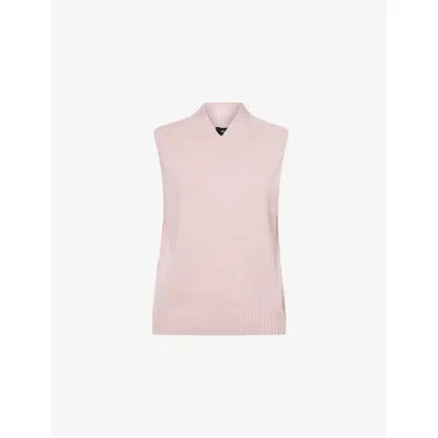 Me And Em And Em Womens Smoke Pink V-neck Relaxed-fit Wool And Cashmere Vest